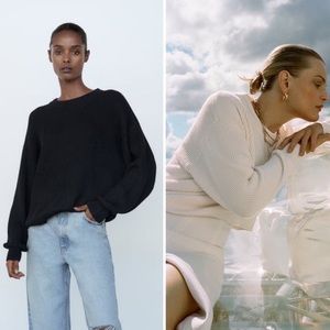 Zara ecru and black rib knit sweater bundle